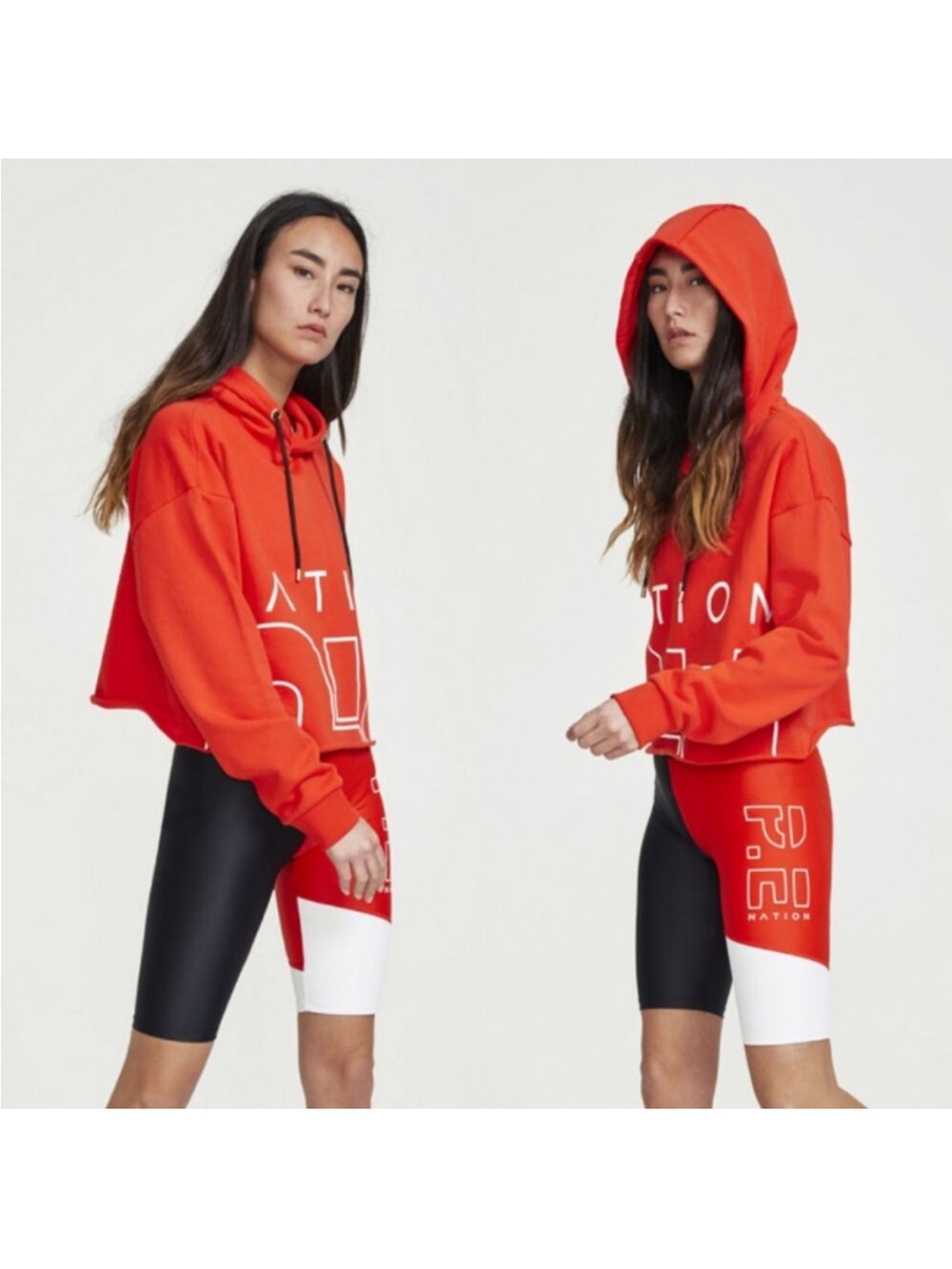 P:E Nation Restart Cropped Hoodie in Red sweatshirt top crop logo small s